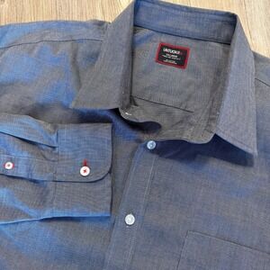 UNTUCKit Mens XXL Pio Cesare Wrinkle Free Button Shirt Blue/Gray